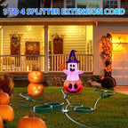 K KASONIC - 31FT Halloween Lights Outdoor Extension Cord with Mutil Outlets, ETL Listed Heavy Duty Electrical Cord with Protective Covers, Weatherproof Extension Cord for Outside, 16AWG/1625W, Green
