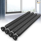 Adjustable Window Security Bars Vertical, Heavy Duty Sliding Patio Glass Door Lock Bar with Rubber Feet, 17-33 inch Window Safety Stopper for Up and Down Windows -Black 4 PCS Patented
