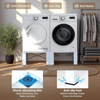 SKM 28" Dual-Pack Washer and Dryer Pedestals - Heavy-Duty Steel Laundry Stand Raiser for Washing Machine and Dryer, Compatible with Most 4.8-5.3 cu. ft. Capacity Appliances, White