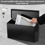 KYODOLED Wall-Mount Mailbox for House, Large Capacity Mail Box, Galvanized Steel Rust-Proof Metal Post Box, Mailboxes for Outside,15.7"x9.9"x4.9" Black