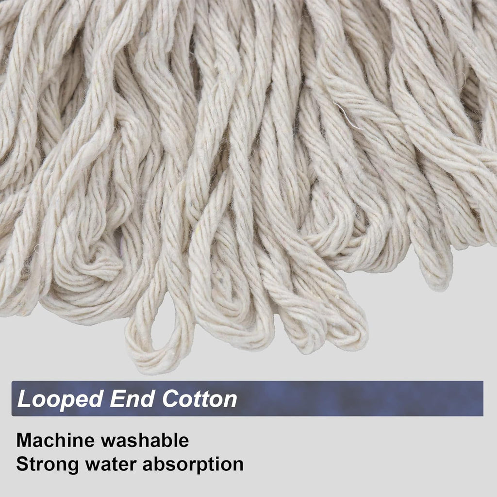 Cotton String Screw on Type Mop Replacement Head Refill Compatible with All Standard US Threading Pole - 3 PCS