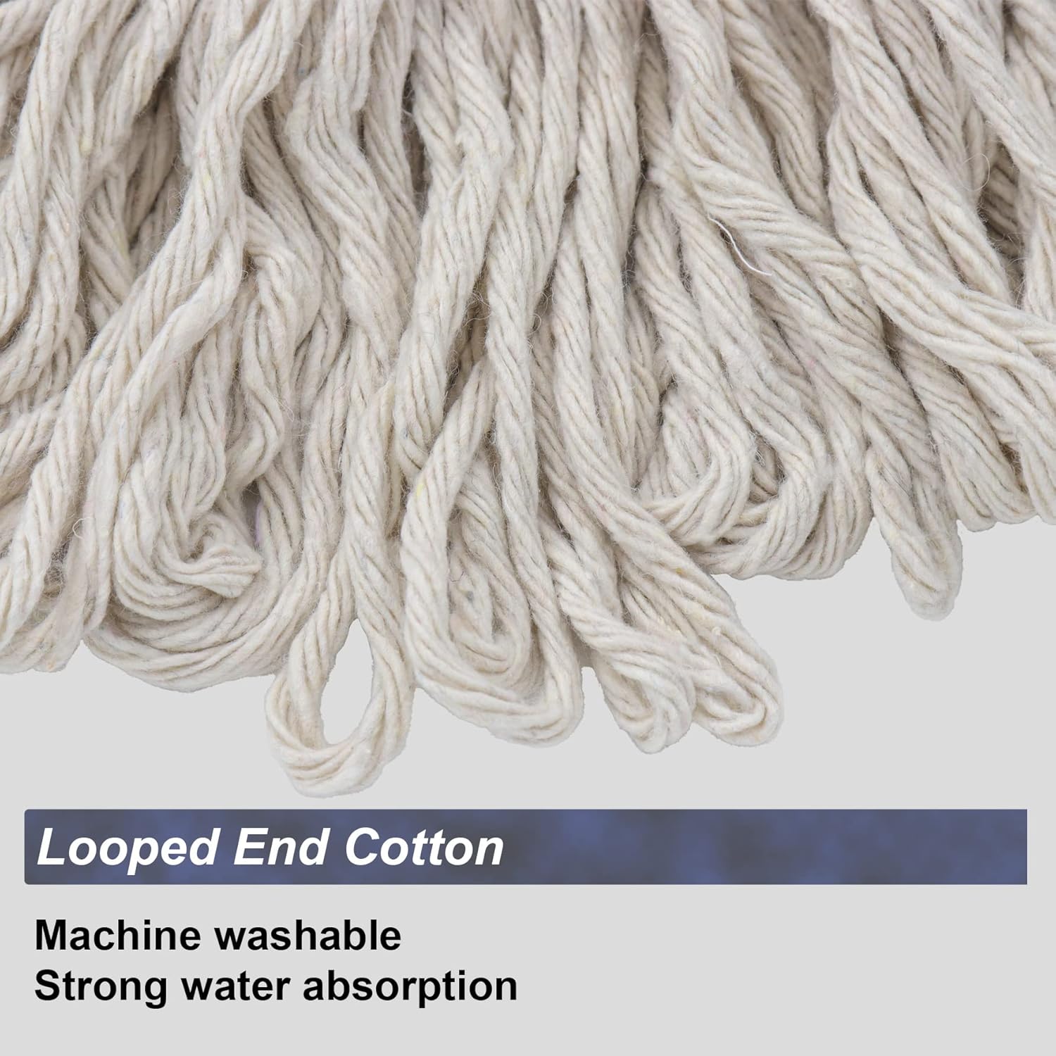 Cotton String Screw on Type Mop Replacement Head Refill Compatible with All Standard US Threading Pole - 3 PCS