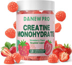 Creatine Monohydrate Gummies 5000mg for Men & Women, Creatine Monohydrate for Muscle Strength, Muscle Builder, Energy Boost, Pre-Workout Supplement(120 Count)-Strawberry Flavor