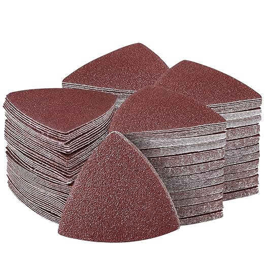 204PCS towbluii Oscillating Multitool Sandpaper, 3-1/8 Inch Triangle Sandpaper for Triangle Sanding Pads, Assorted 40/60/80/120/180/240 Grit 30pcs Each