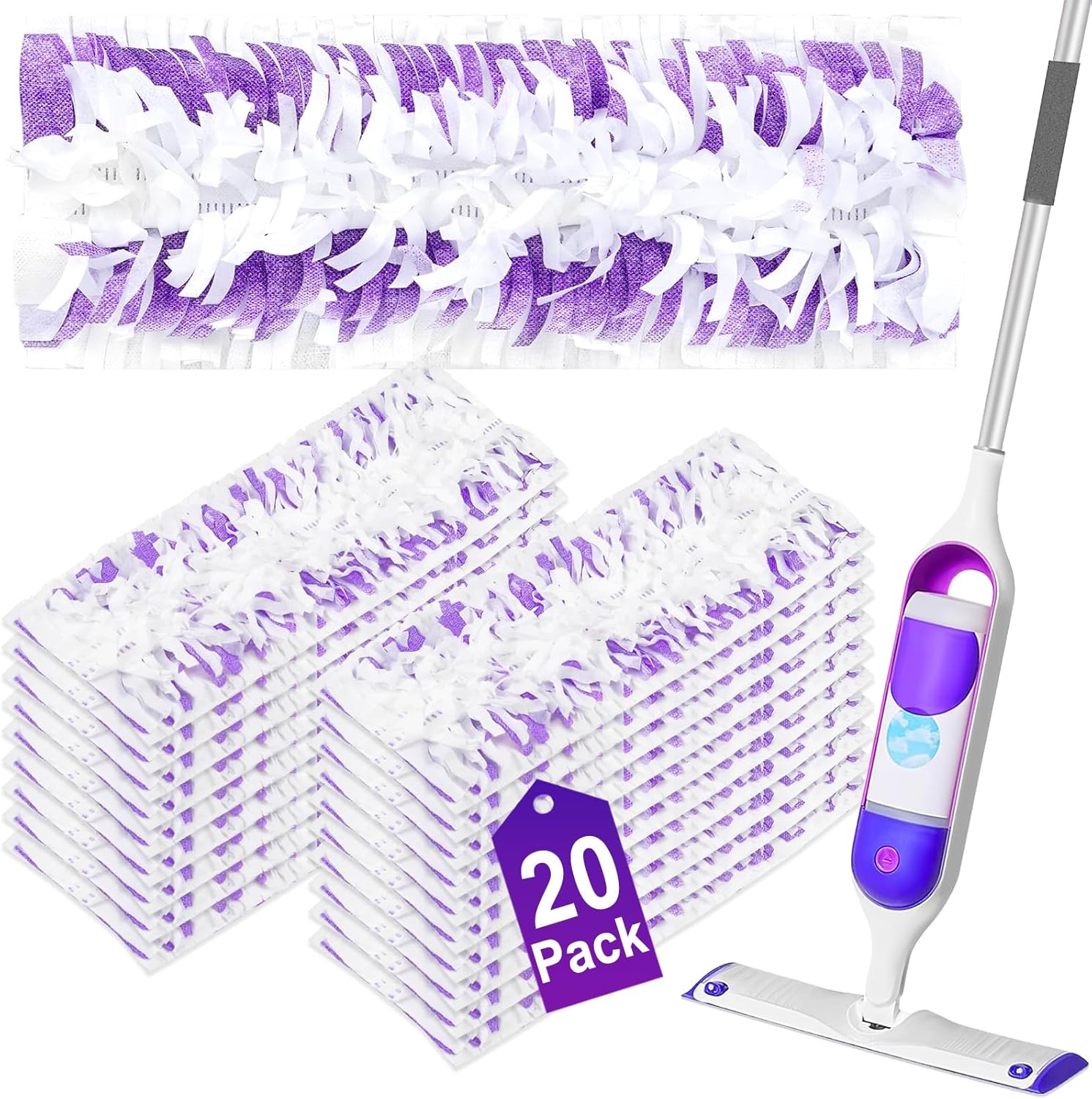 20 Count Power Mop Pads Refills for Swiffer Power Mop Pads,Compatible with Swiffer Power Mop Refills Replacement Disposable Power Mopping Pads Refills for Multi-Surface Floor Cleaning