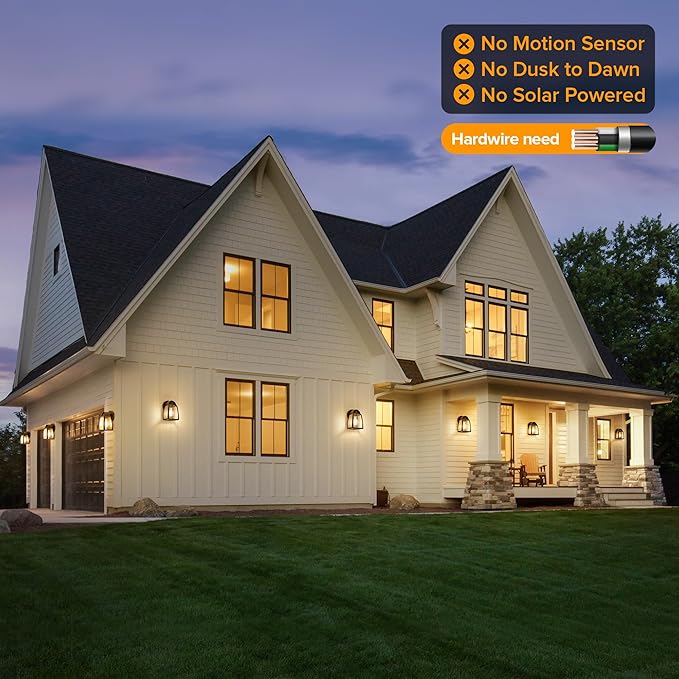 LUTEC 2 Pack Outdoor Wall Light Fixtures, Exterior Waterproof Wall Lantern with Clear Glass Shade, Aluminum Modern Matte Black Porch Sconce Outdoor Lighting for Garage Entryway Yard