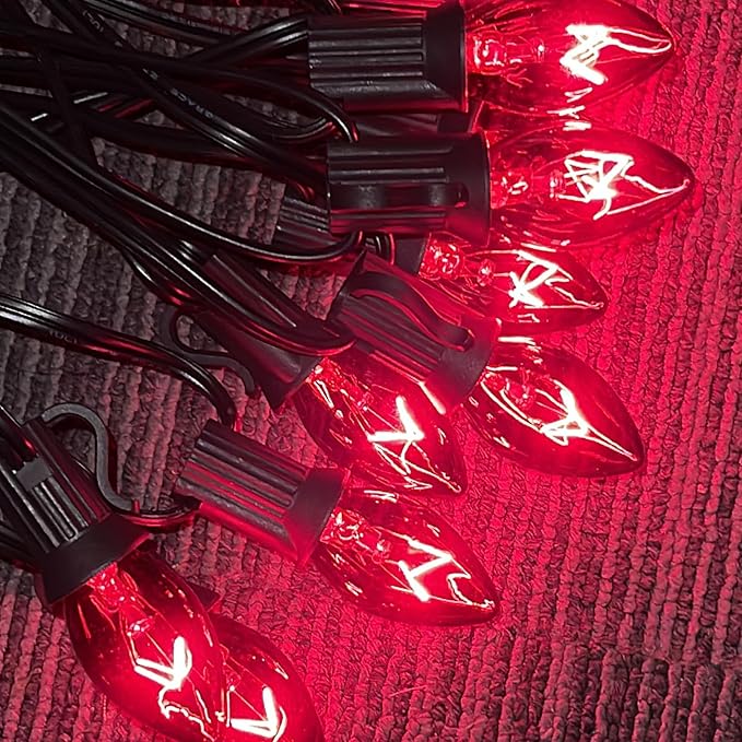 25 Pack C7 Halloween Black Replacement Bulbs, 5W Dark Purple Light Bulbs Perfect for Indoor/Outdoor Halloween, Christmas and Party String Lights C7/E12 Candelabra Base