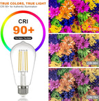 Kawaya E26 LED Edison Bulbs: 8W Equivalent 80W Dimmable LED Bulbs - Vintage ST58 4000k ‎Neutral White - 800 Lumens High Brightness Filament Bulbs with 90+ CRI - Clear Glass, 6 Pack