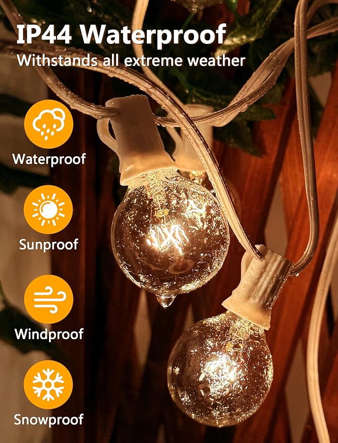 Abeja G40 Replacement Light Bulbs, 5W Clear Globe Bulb fits E12/ C7 Candelabra Screw Base Sockets, 1.5 Inch Clear Light Bulbs for Indoor Outdoor Patio Decor, 25Pack