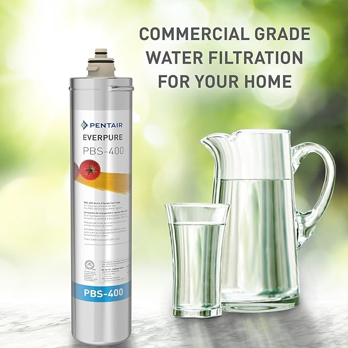 Pentair Everpure PBS-400 Drinking Water System, EV927085, Ideal for use in Prep Sink and Wet Bar, Includes Filter Head, Filter Cartridge, All Hardware and Connectors