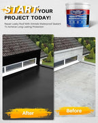 Waterproof Sealant 2 Gallon, Black, Roof Leak Repair Coating, Water-Based Rubber Liquid Water Proof Sealant Coating, Polyurethane Waterproof Coating for Roofs, Foundations, Basements
