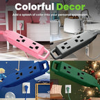 GEARit 360 Rotating Flat Plug Extension Cord with 3 Outlets (15ft, Navy) 16AWG/13A 3 Prong Wire, Outlet Saver for Home Office Dorm Room Essentials, ETL Certified