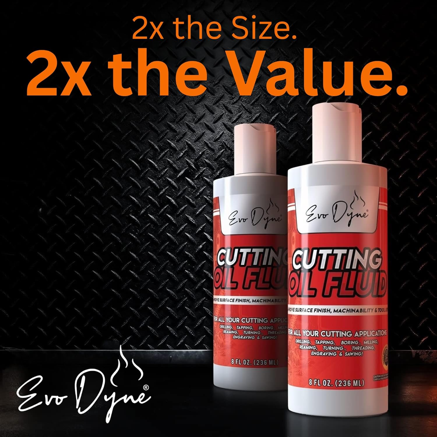 2-Pack Evo Dyne Cutting Oil Fluid (8oz), Made in USA - Multipurpose - Cutting Oil for Drilling, Tapping, Milling - Machine Cutting Fluid | Safe on Metal & Glass