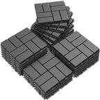 Goovilla Plastic Interlocking Deck Tiles, 27 Pack Outdoor Patio Flooring, 12"x12" Interlocking Decking Tile Outdoor All Weather Use, Waterproof Patio Pavers for Pool Balcony Backyard Porch, Dark Grey
