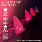 HLO Lighting Set of 25 Pink C9 Faceted LED Christmas Light Bulbs for Indoor & Outdoor Use | Durable Replacement Bulbs