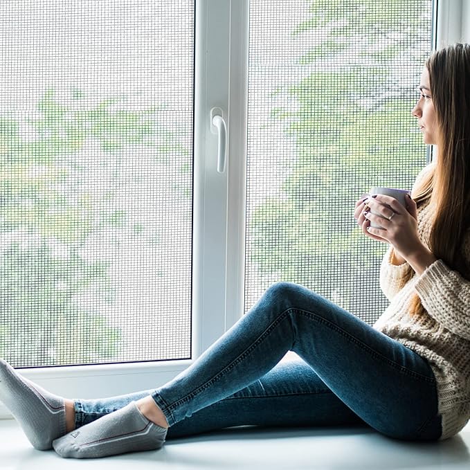 Ouskr Replacement Window Screens Roll, 48 inch x 100 feet Durable Window Screen Mesh for Patio Porch Door Windows, DIY Adjustable Fiberglass Window Screen Repair Kit Sliding Net Pet, Black