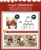 6 Pack Christmas Swedish Dishcloths for Kitchen - Reusable Dish Cloths for Washing Dishes Absorbent Cute Holiday Kitchen Towels Cleaning Sponge, Xmas Theme