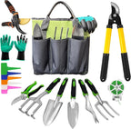 Gardening Tools – 42 Piece Premium Gardening Tool Set,Heavy Duty Hand Tools with Fashion Garden Tools Organizer Handbag,Rust-Proof Gardening Tool Kit, Ideal Gardening Gifts for All (Green/Grey)