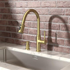 Lava Odoro Gold Soap Dispenser for Kitchen Sink, Modern Brass Built in Countertop Pump Dispenser with 18 Oz Refillable Bottle, Kitchen Soap and Lotion Dispenser Spot-Free, Brushed Gold, KSD-21