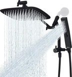 G-Promise All Metal 10 Inch Shower Head with Massage Mode Handheld, Rain Shower Head with Handheld Spray Combo, 3-Way Diverter with Pause Setting, 11 Inch Adjustable Extension Arm (Matte Black)