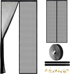Magnetic Screen Door - Self Sealing, Heavy Duty, Hands Free Mesh Partition Keeps Bugs Out Let Breeze in- Pet and Kid Friendly - Keep Open Feature (Black, Fit Door Size 38 x 80 Inch)