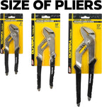 Olympia Tools 10-Inch Tongue and Groove Pliers, Straight Jaw Pliers with Cushion grip, 6 Jaw positions, 2.1" Jaw Capacity
