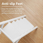 GameGem 5 Step Ladder for 10 Feet High Ceiling, Folding Step Stool Stepladders with Anti-Slip and Wide Pedal for Home and Kitchen Use Space Saving (White)