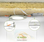 ASD 6 Pack LED Recessed Lighting 4 Inch 9W, 5 CCT 2700K-5000K CRI90+, IC Rated Ultra Thin Dimmable Ceiling Lights with J Box, Canless Wafer Downlight, Round Slim Panel Light, Energy Star ETL, Nickel