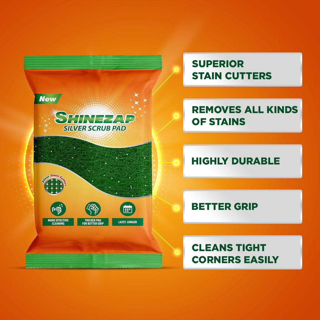 Heavy Duty Scour Pads, Non-Abrasive Reusable Nylon Green Scrub Pads for Kitchen, Sink, Garage, Utensils and Multipurpose Cleaning, Pack of 6