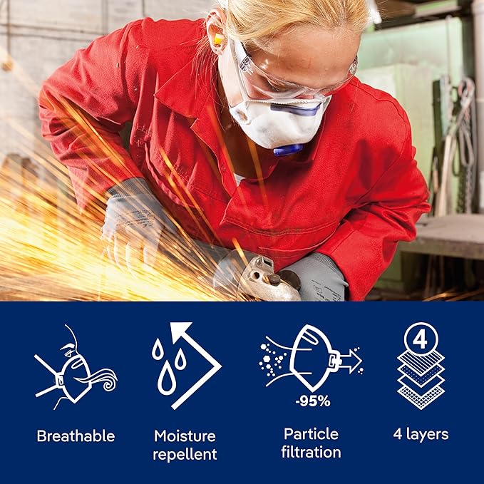 Dräger X-plore 1350 V Particulate Respirator with Exhalation Valve, 10 Pack, NIOSH-Certified Dust Mask