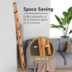 GameGem 6 Step Ladder for 12ft High Ceiling, Lightweight Aluminum Folding Step Stool with Convenient Handgrip, Stepladders with Anti-Slip and Wide Pedal for Home and Kitchen Use - Woodgrain (300 lbs)