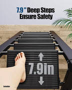 6 Step Ladder for 12 Feet High Ceiling, Folding Step Stool with Handgrip & Anti-Slip Wide Pedal, Portable Lightweight Aluminum Stepladder for Kitchen, Home (300 lbs Capacity) - Black