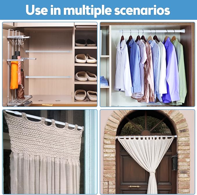 4 Pack Sliding Door Security Bar Window Security Bars Adjustable Sliding Glass Door Lock Safety Bars Window Lock Bar with Rubber Tips 11.8-19.7 Inch Tension Rods Security Stick for Door Bathroom