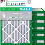 Filterbuy 20x24x4 Air Filter MERV 8 (MPR 700) Dust Defense Replacement (6-Pack), Electrostatic Pleated HVAC AC Furnace Filters, Made in USA (Actual Size: 19.38 x 23.38 x 3.63)