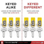 TRADESAFE Lockout Tagout Locks Set - 10 Yellow Aluminum Loto Locks, Lock Out Tag Out Padlocks Keyed Alike, 2 Keys Per Lockout Padlock, OSHA Compliant