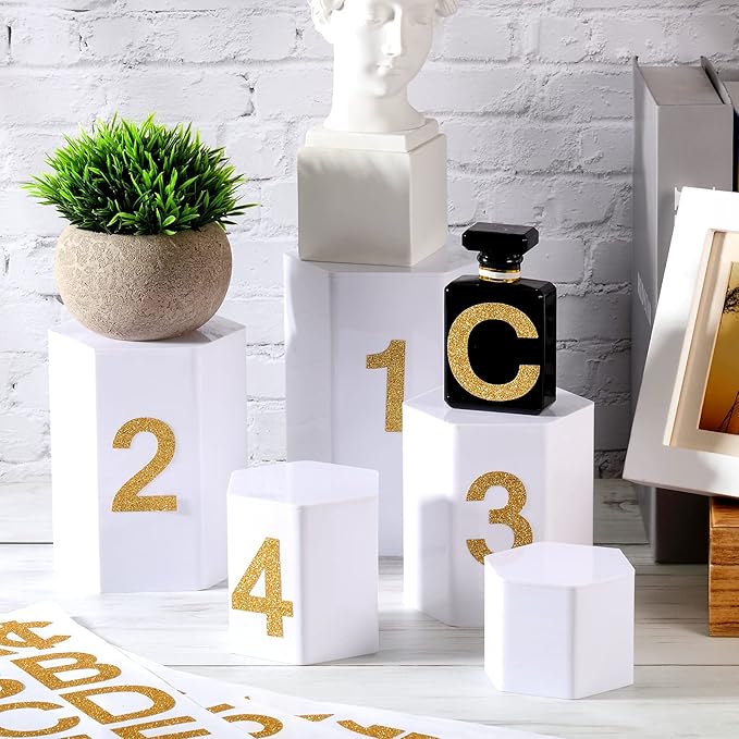 Outus 8 Sheets Vinyl Letter Stickers Self Adhesive Mailbox Numbers Alphabet Stickers Stick on Letters for Christmas Stockings Scrapbook Bulletin Board School Business(2 Inch,Glitter Gold)