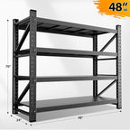 3000LBS Storage Shelves, 48" W Heavy Duty Garage Shelving Unit, Adjustable Industrial Shelving, 4 Tier Metal Shelving for Garage, Supermarket, Warehouse, 48" W x 24" D x 70" H
