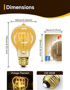 UNILAMP Edison Bulbs 40W, Vintage A19 Antique Incandescent Light, E26 Dimmable Decorative, Warm White 2700K, 110-130V, 6 Pack