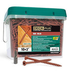 Deck Plus 3 Inch Epoxy Coated Exterior Wood and Fence Screws #10 x 3 Torx/Star Drive Included Coarse Thread, Outdoor Rust Resistant Decking Screw, Red, 25 lb Box, 1550 Pieces | 48434