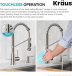 KRAUS Bolden Touchless Sensor Commercial Style 2-Function Single Handle Pull Down Kitchen Faucet in Spot-Free Stainless Steel, KSF-1610SFS