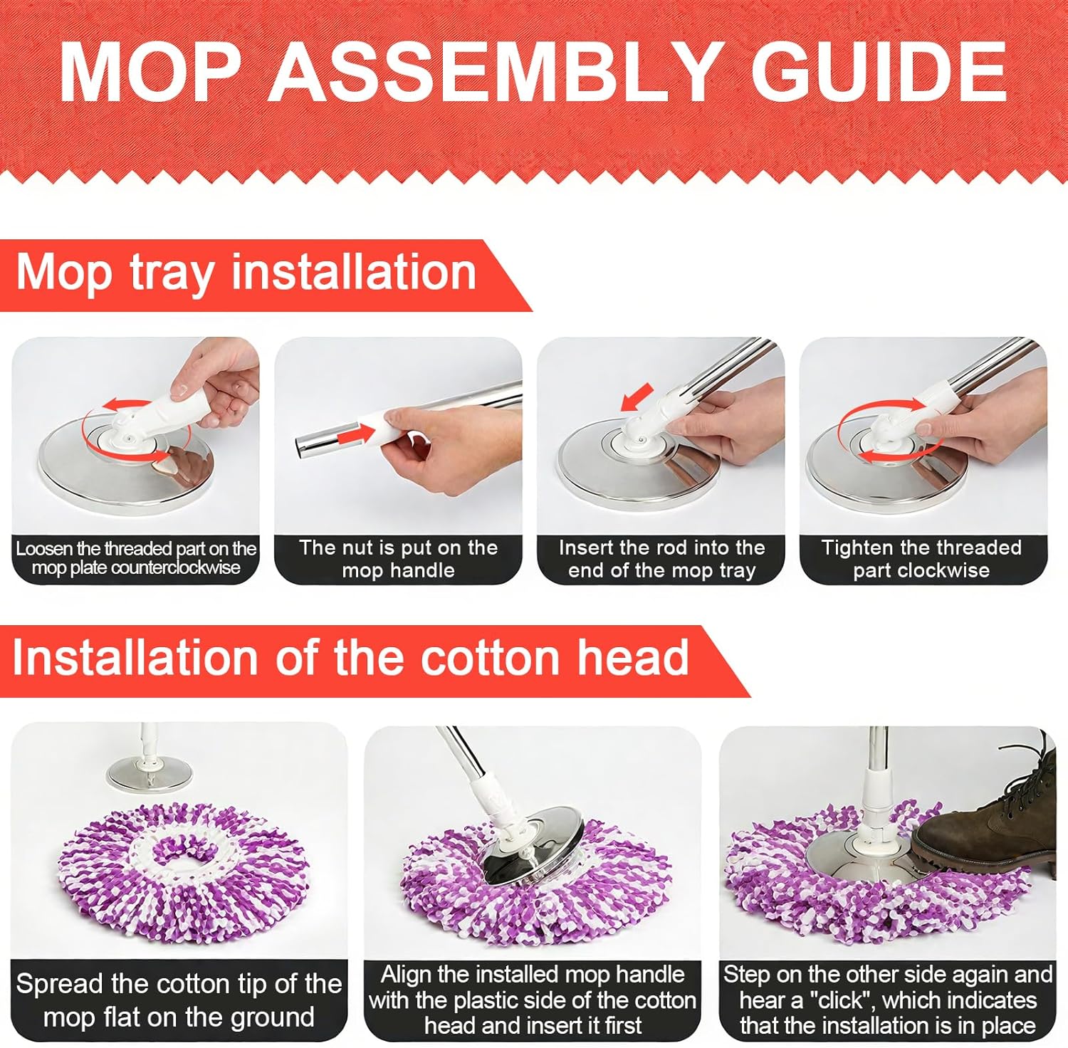 Spin Mop Replacement Mop Handle, 49-inch 360 Degrees Rotating Telescopic Replacement Mop Stick with Reinforced Plastic Disc for Spin Mop Bucket Cleaning System (Plastic Disc, Green)