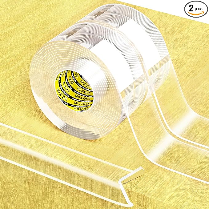 2Pack Clear Edge Protector Strip,1.57in x 9.84FT(19.68FT Total),Sharp Edge Wrap Cover Tape,Self Adhesive Protective Bumper Guards for Cabinet Door Desk Table Bed Furniture,Kitchen Countertop