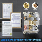 Shower Faucet Set, 12" Ceiling Mount Rainfall Shower System with 2 Rain Shower Head and Multi-function Handheld Head Push Button Diverter Shower Faucet Trim Kit (12", Polished Chrome)