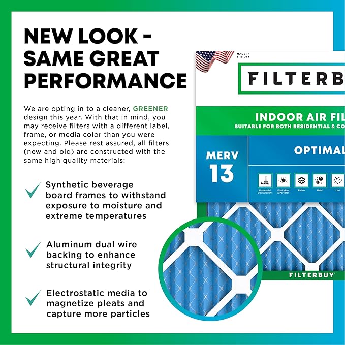 Filterbuy 17x22x1 Air Filter MERV 13 (MPR 1900) Health Defense Replacement (6-Pack), Electrostatic Pleated HVAC AC Furnace Filters, Made in USA (Actual Size: 16.50 x 21.50 x 0.75)