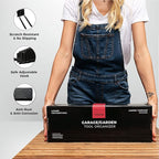 Heavy-Duty Garage Wall Storage System | Wall Mounted Tool Organizer Rack with Shelving | 10-Piece Mounting Kit | Includes 4x8.5” Adjustable Hooks & 2x16.5” Floating Utility Shelves