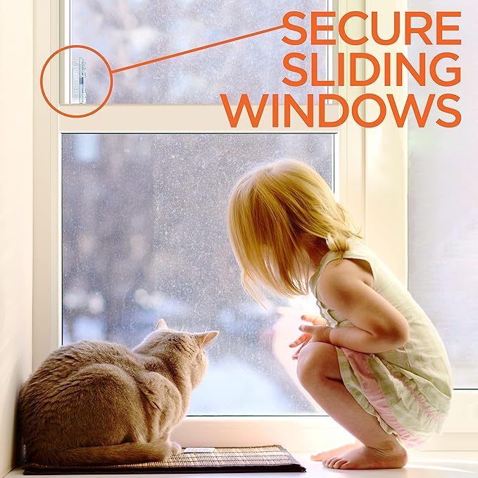 Sliding Glass Door Lock for Home Safety - Sliding Patio Door Locks, Child Safety Slide Window Stopper, Extra Strong Adhesive