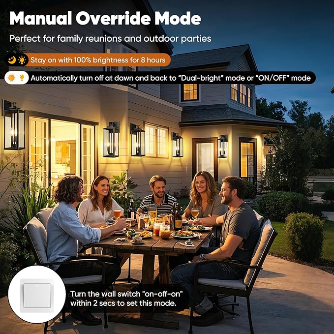 BesLowe 18” Upgraded Motion Sensor Outdoor Wall Lights, Dusk to Dawn Porch Lights Outdoor Wall Sconces, 3 Lighting Modes Exterior Lighting Fixtures with Hooks, Bronze Outside Lights for House, 2-Pack