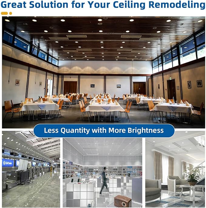 4 Pack LED Recessed Lighting 6 Inch, 16W MAX.2000LM Eqv.200W, 2700K/3000K/3500K/4000K/5000K Selectable, Dimmable Recessed Lights Wafer Downlight -ETL & Energy Star Certified