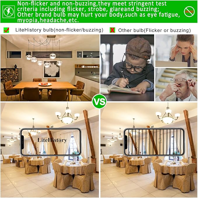 LiteHistory E26 LED Bulb 4W Equal E26 Edison Bulb 40 Watt Neutral White 4000K E26 Bulb Dimmable AC120V 400lm G16.5 Light Bulb led for Rustic Sputnik,Chandeliers,Vanity,Wall sconces Pack of 6