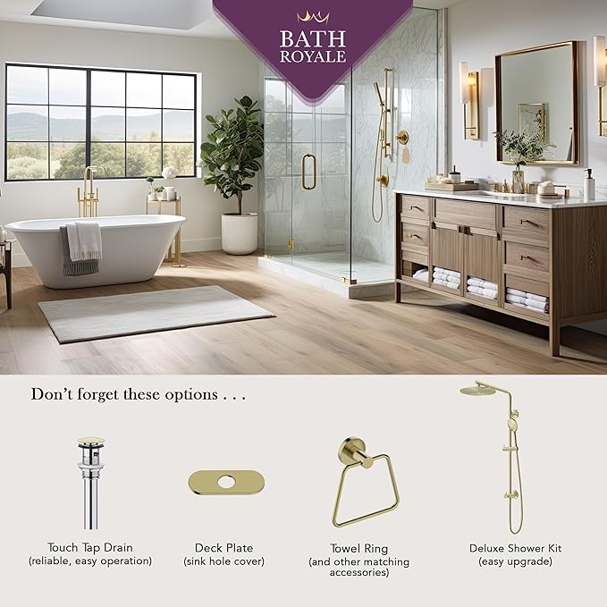 Bath Royale Modern Kitchen Faucet with Pull Down Spray - Single Control, All Metal, Polished Chrome